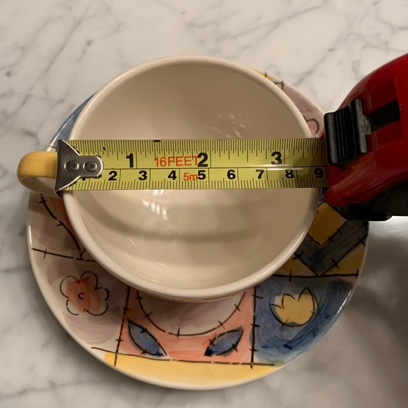 Hand-Painted Ceramic Cup & Saucer Set of 2 - Picture 7 of 9